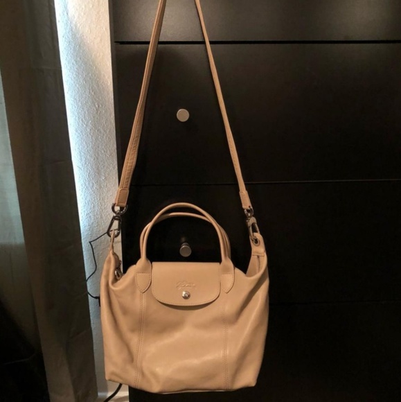 Longchamp Handbags - Longchamp le pliage cuir small satchel Nude/beige